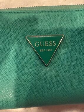 Guess Green Enamel Triangle Logo Pin